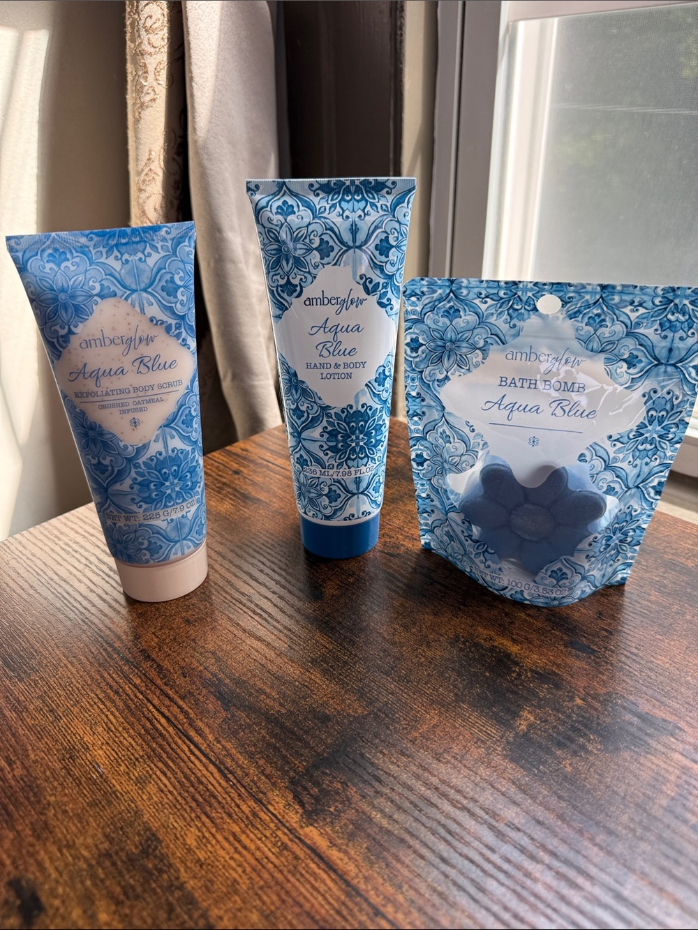 Aqua Blue Trio - Scrub, Lotion, and Bath Bomb